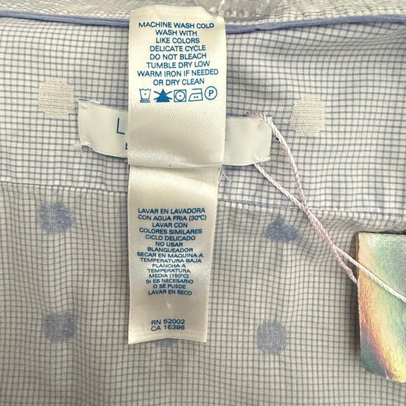 Lizwear Polka Dot Button Front Shirt Women's Size S Light Blue Casual - Picture 6 of 7